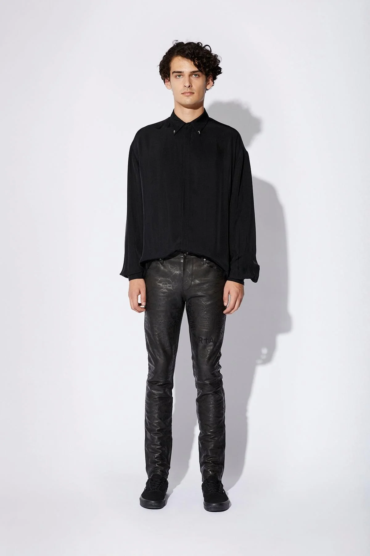 AKIO LEATHER PANT | BLACK PORCELAIN - Image 3