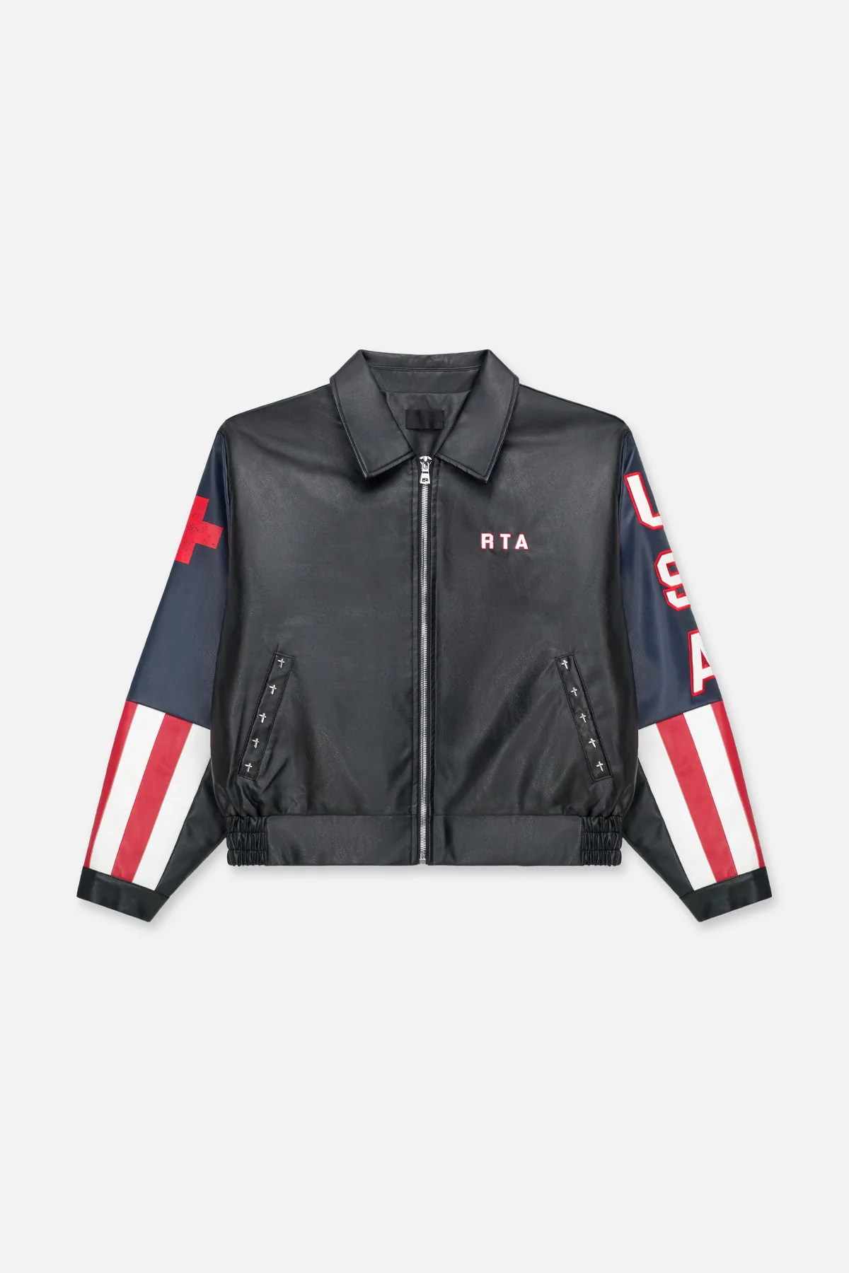 AVEN FAUX LEATHER BOMBER JACKET | BLACK USA