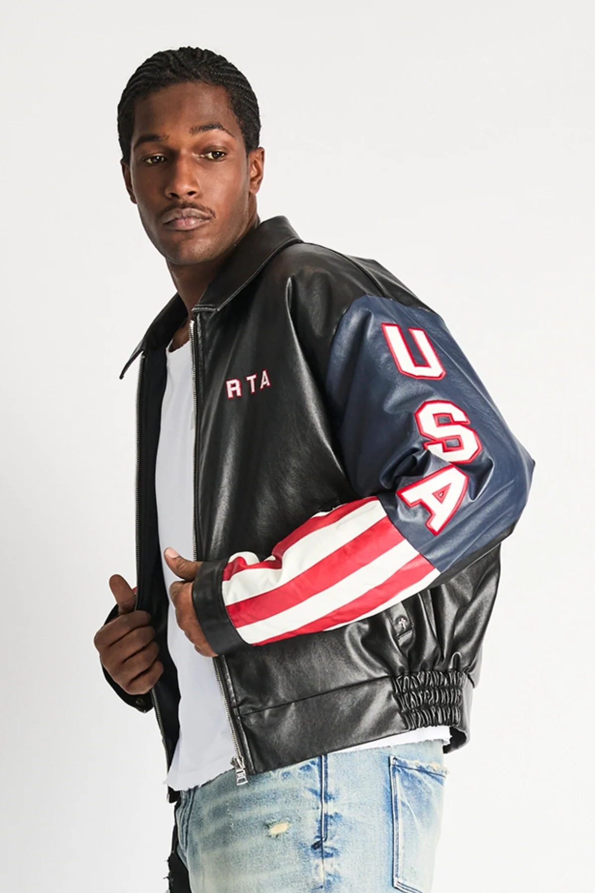 AVEN FAUX LEATHER BOMBER JACKET | BLACK USA - Image 6