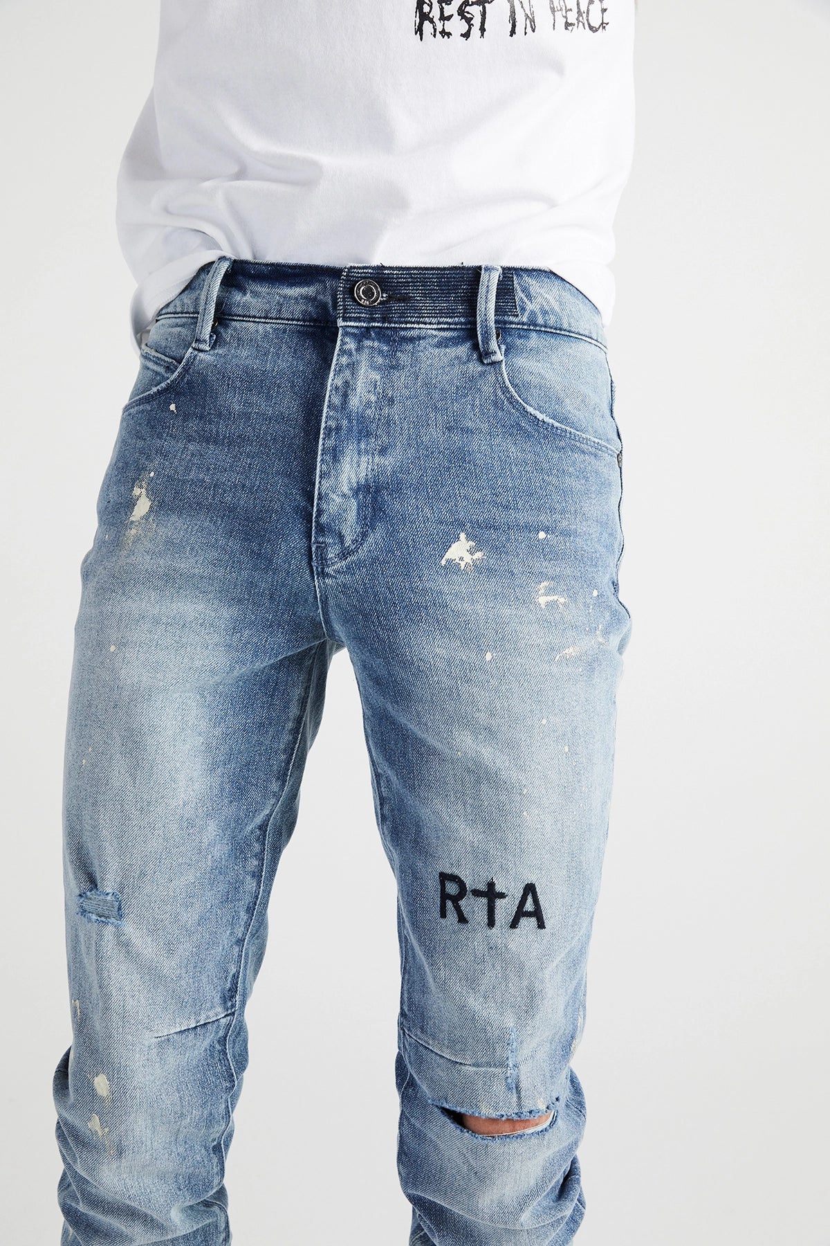 CLAYTON SKINNY JEAN | DISTRESSED WHITE PAINT SPLATTER - Image 7