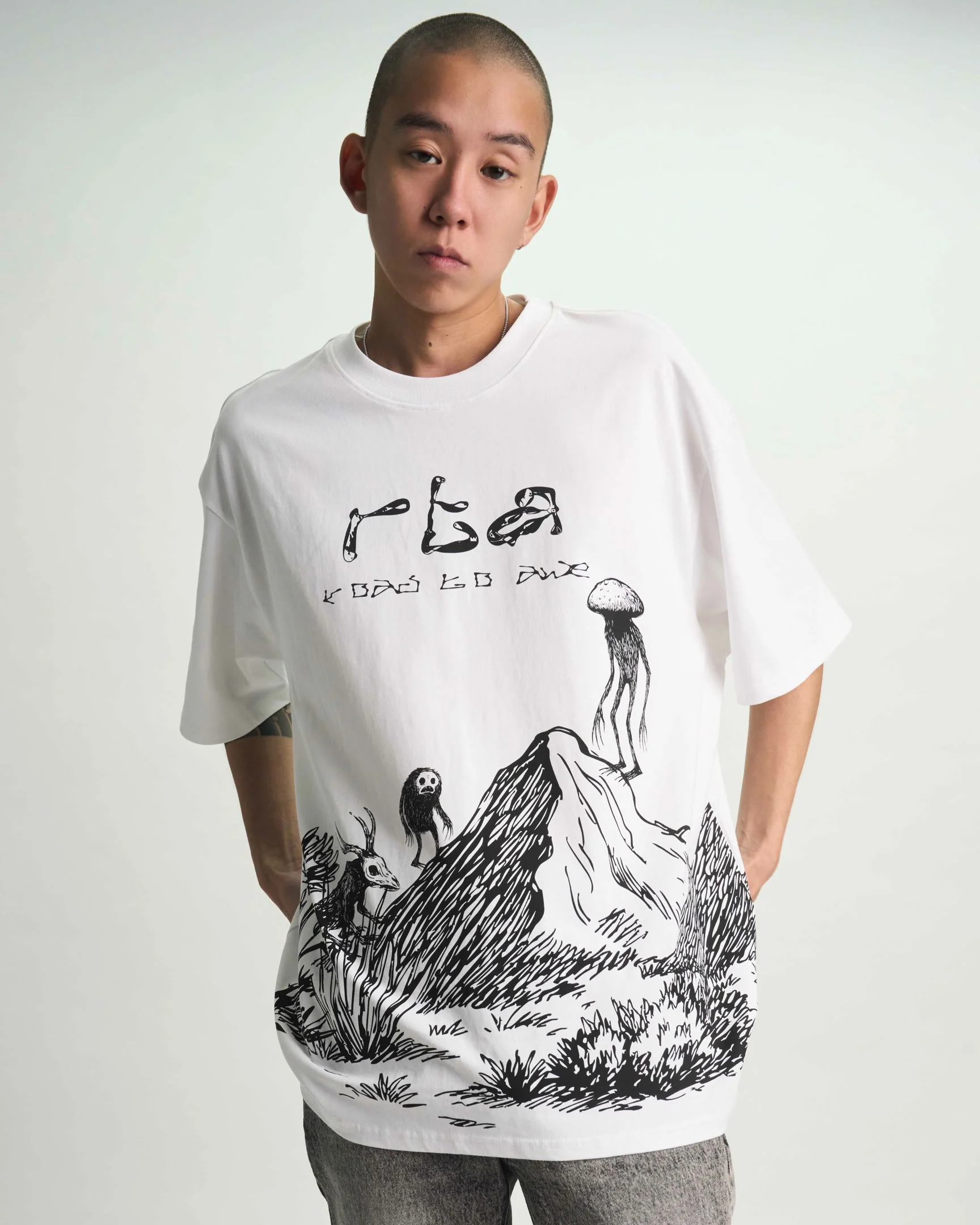 COLIN OVERSIZED SHORT SLEEVE TEE | WHITE CREATURE SCENERY - Image 6