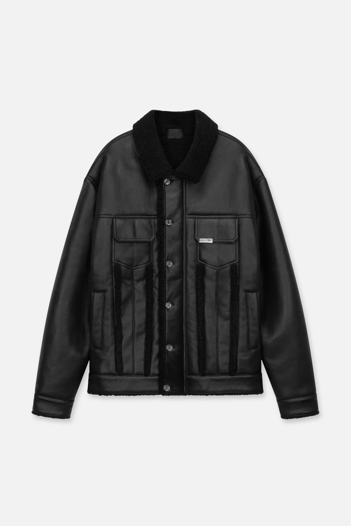 DANNY FAUX LEATHER SHEARLING JACKET | BLACK
