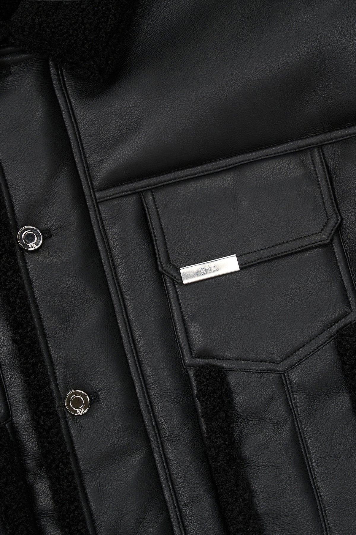 DANNY FAUX LEATHER SHEARLING JACKET | BLACK - Image 3