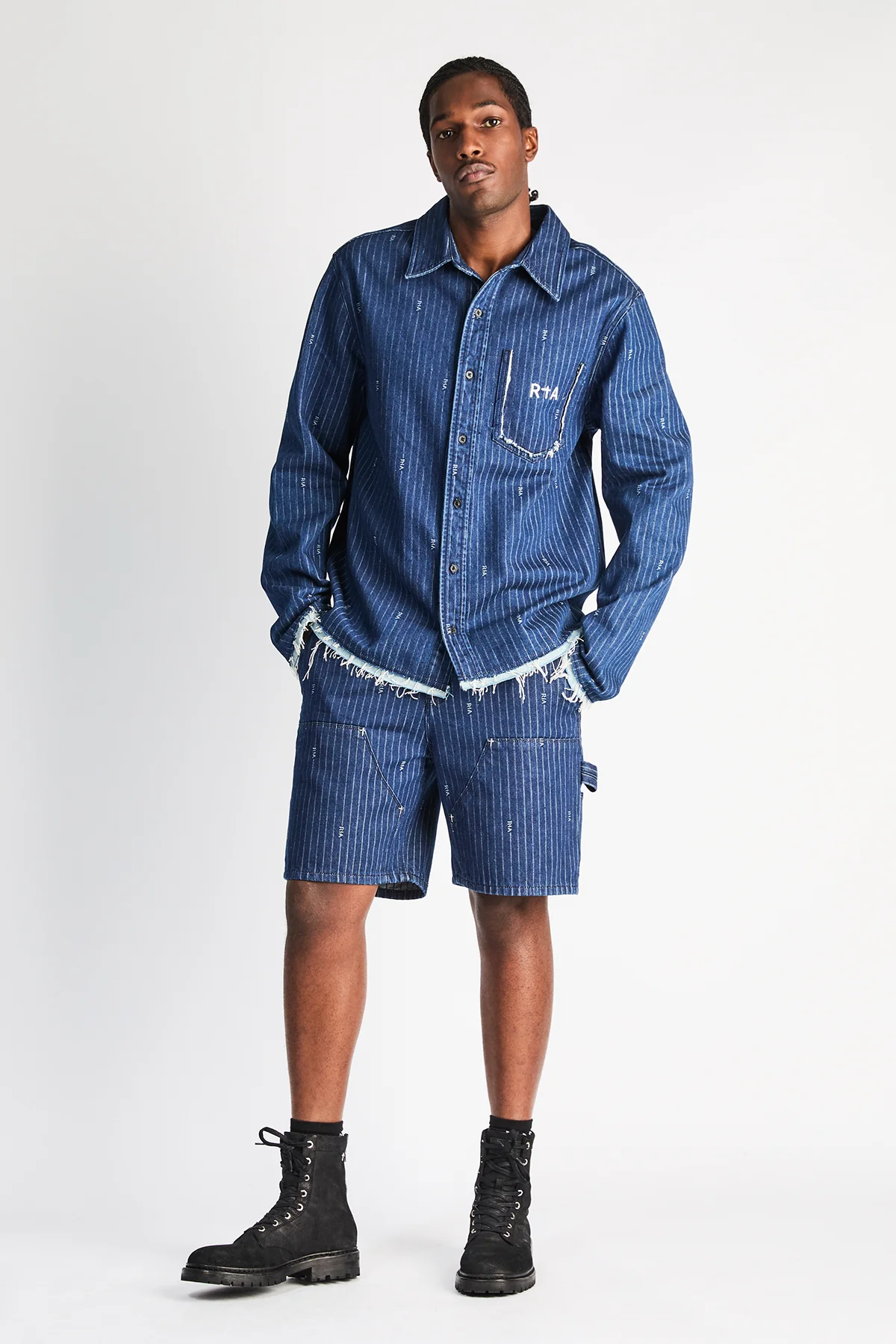 DANTE CARPENTER DENIM SHORT | BLUE PINSTRIPE RTA - Image 5