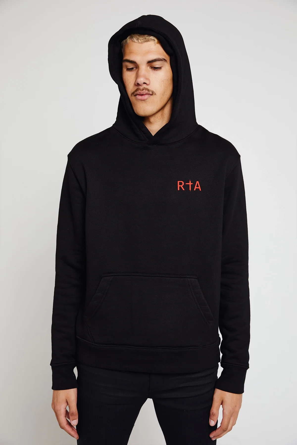 DION HOODIE | BLACK RED LONG CROSS - Image 3