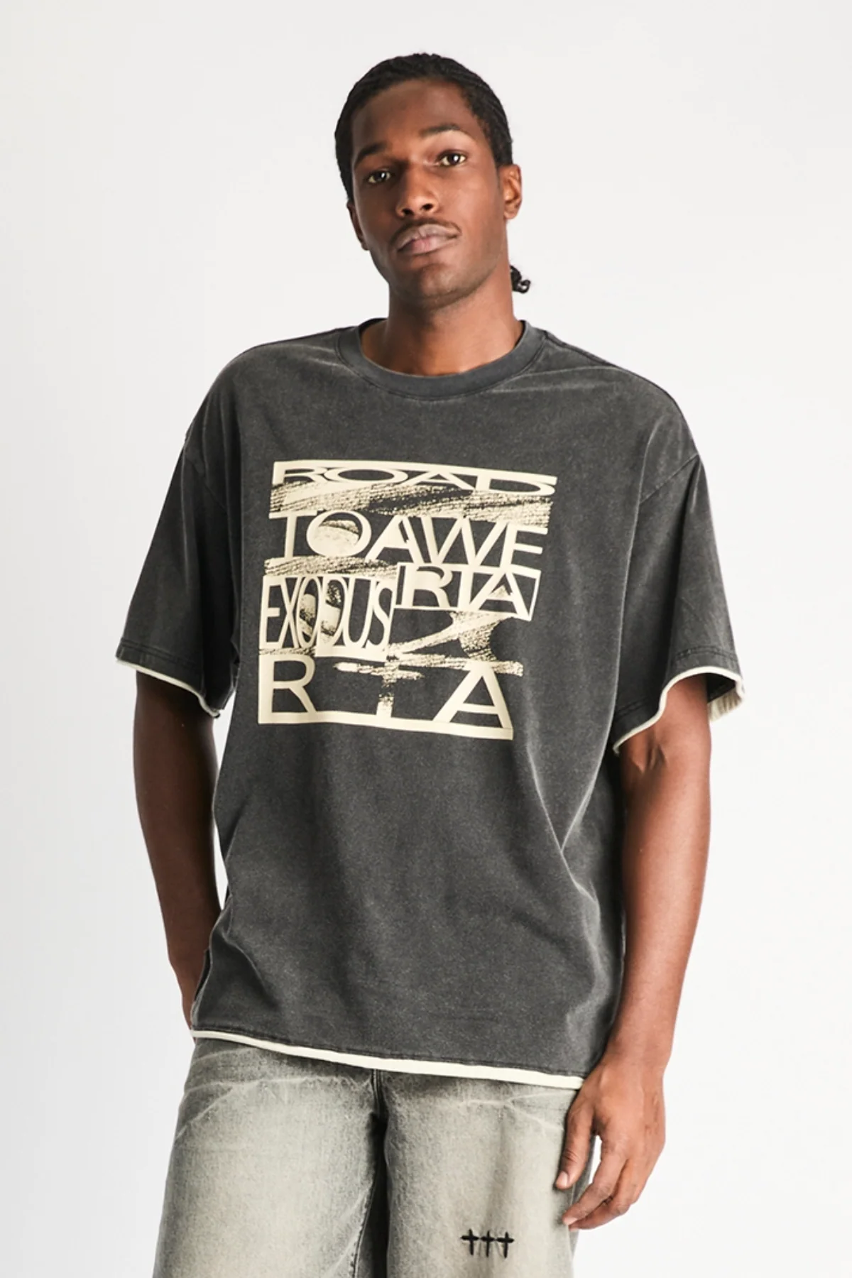 ELIAN DOUBLE LAYERED TEE | BLACK EXODUS - Image 6