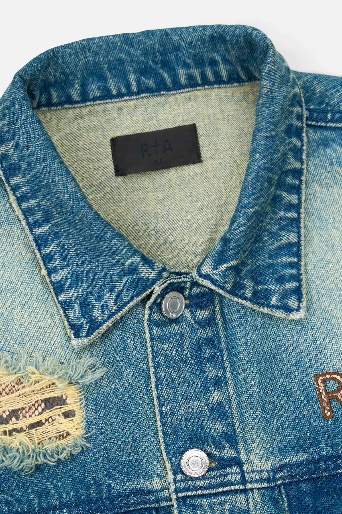 ELMER DENIM JACKET | BLUE DISTRESSED SNAKE - Image 3