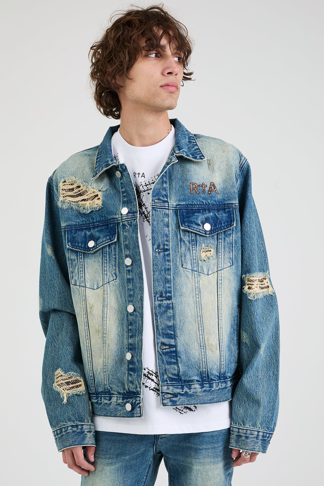 ELMER DENIM JACKET | BLUE DISTRESSED SNAKE - Image 6