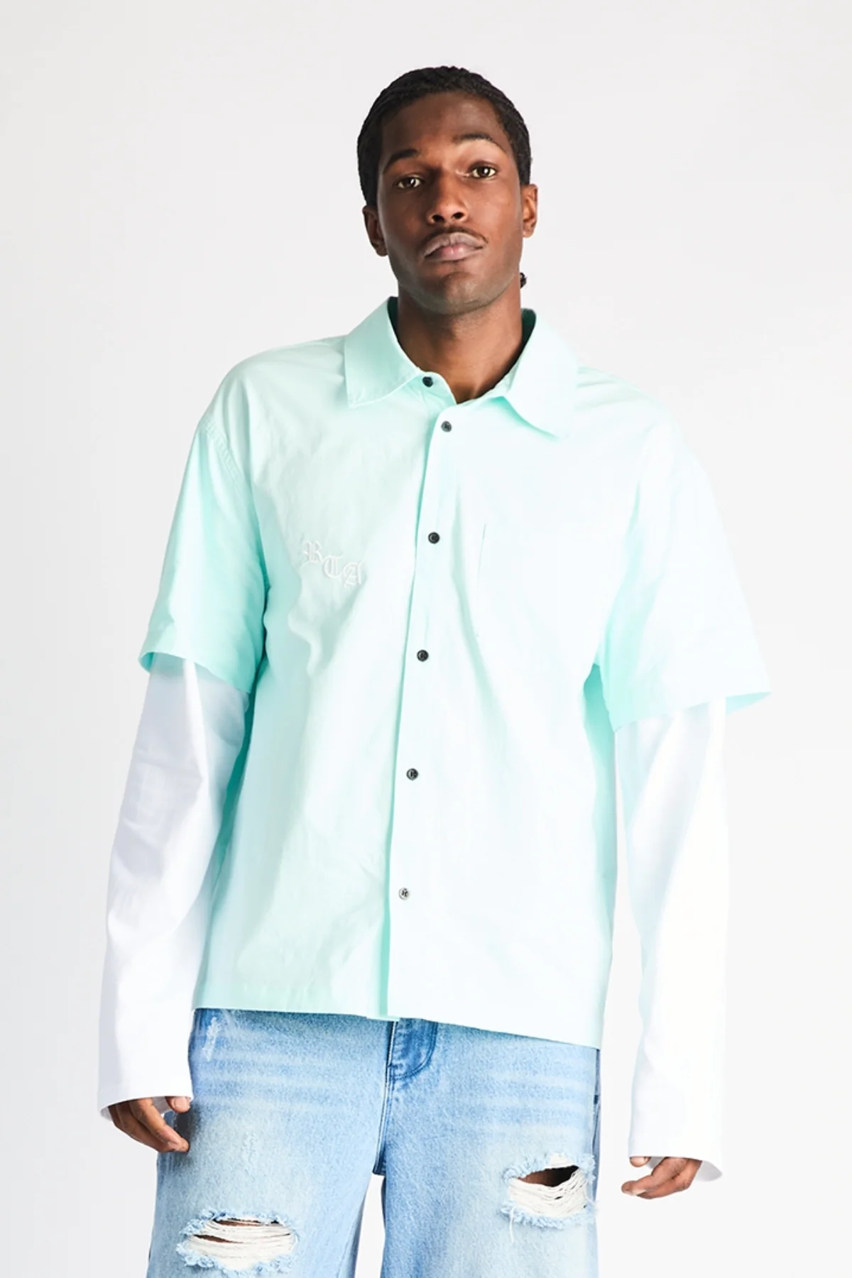 ERIK DOUBLE LAYERED SHIRT | BLUE LIGHT RTA FLAG - Image 6