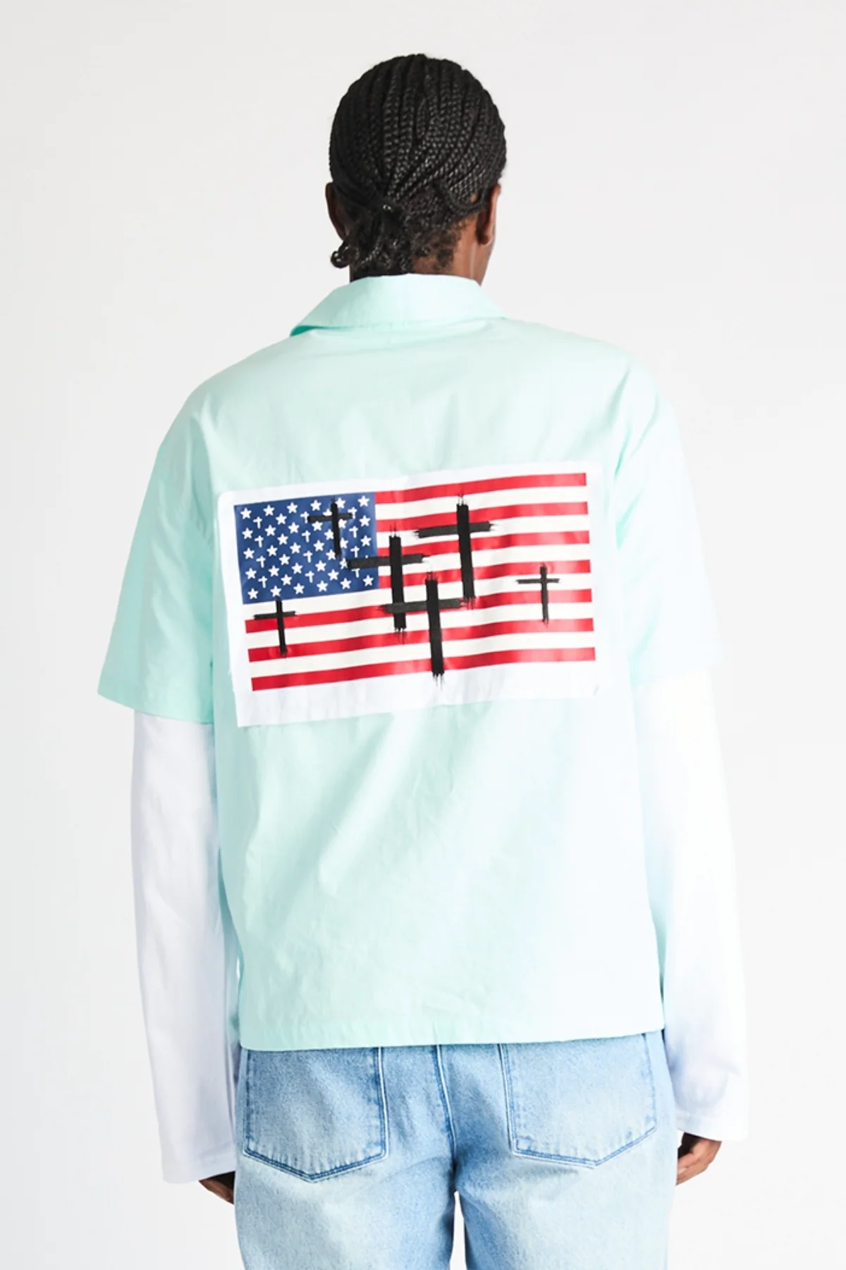 ERIK DOUBLE LAYERED SHIRT | BLUE LIGHT RTA FLAG - Image 7