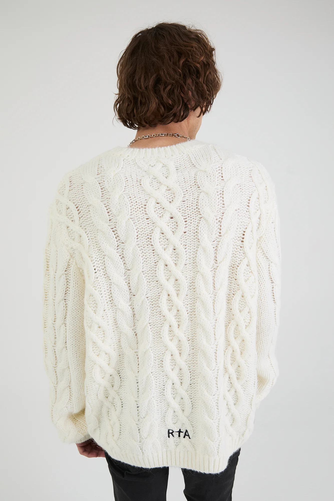 ETHAN CABLE KNIT SWEATER | WHITE CABLE KNIT - Image 7