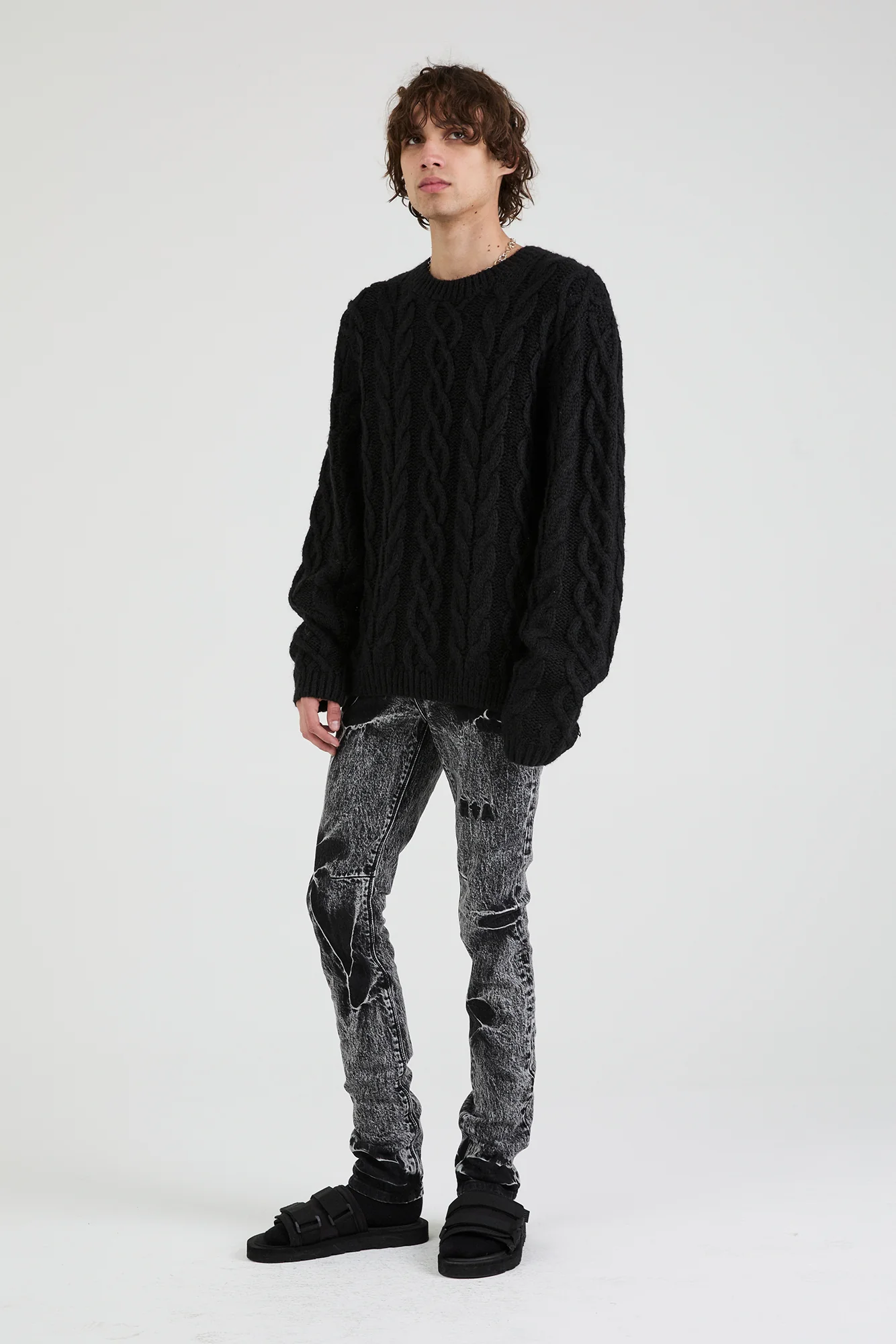 ETHAN SWEATER | BLACK CABLE KNIT - Image 4