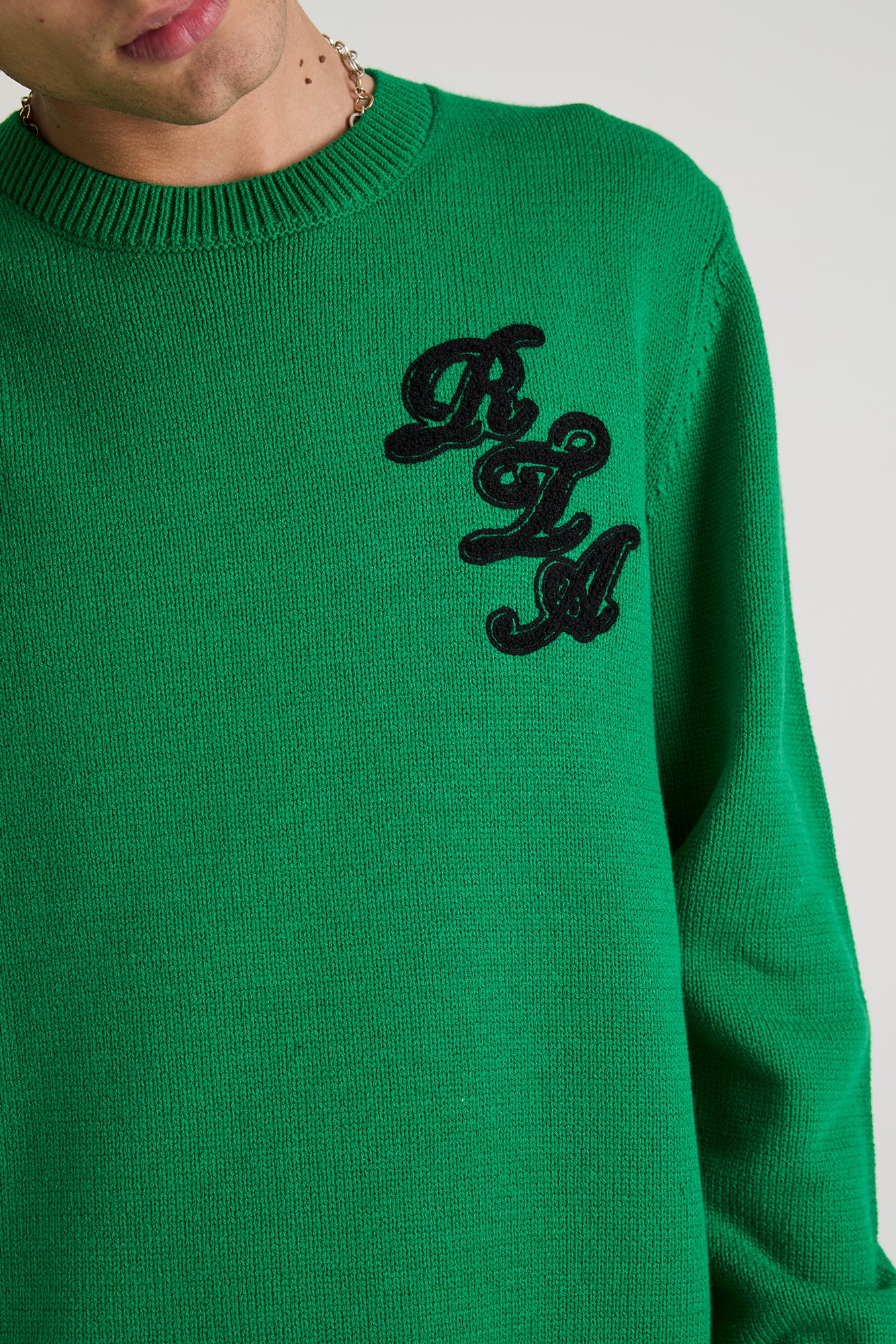 ETHAN SWEATER | GREEN SCRIPT LOGO - Image 5