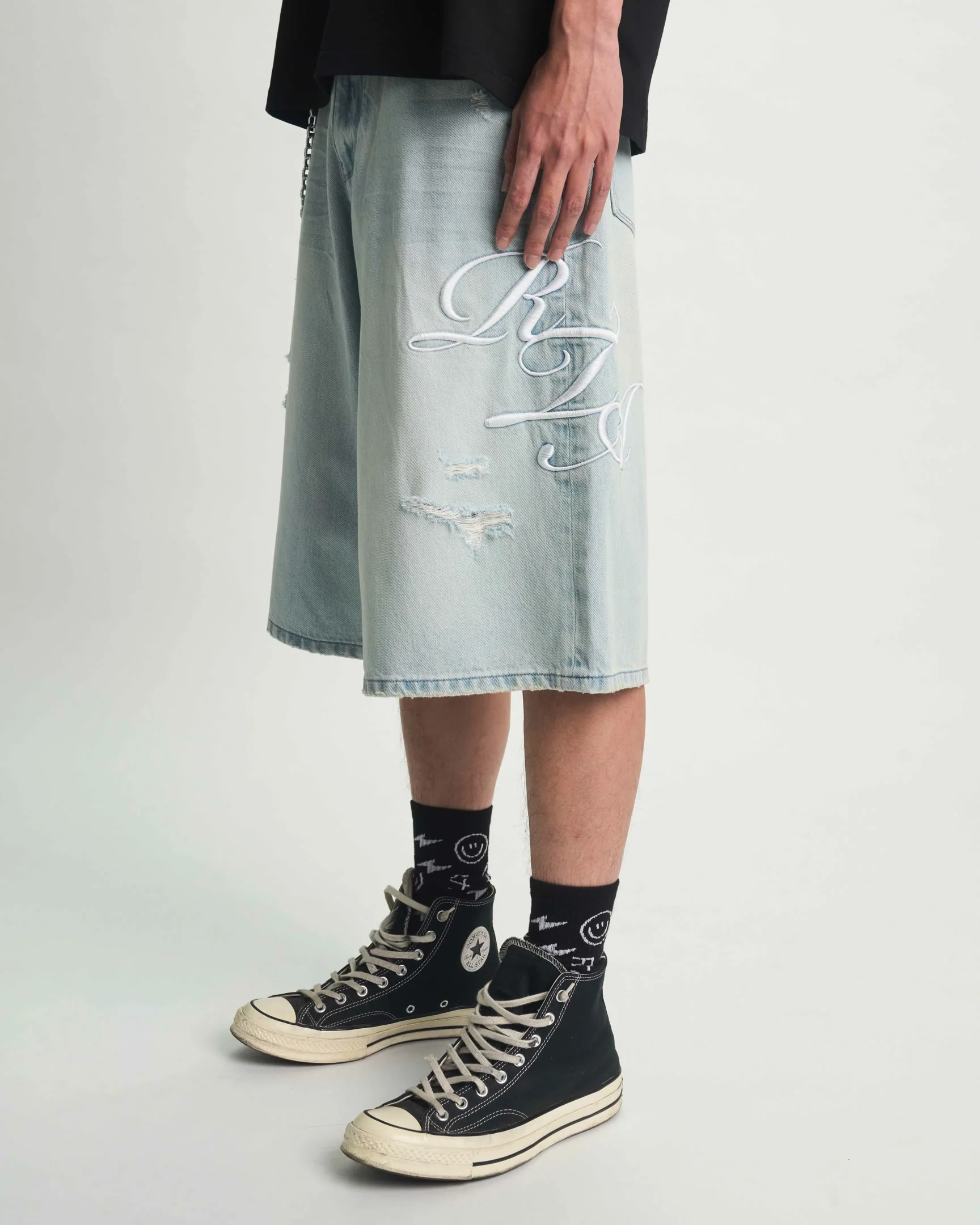 GUSTAVO DENIM SHORT | SOFT HORIZON CURSIVE - Image 3