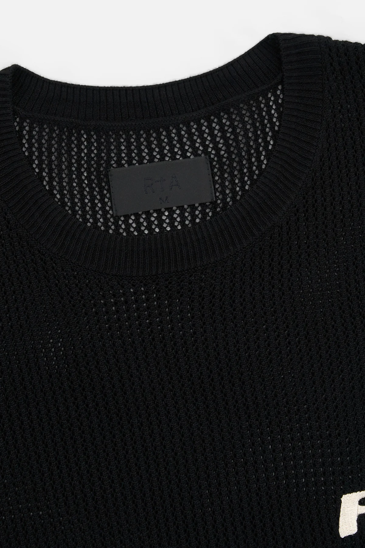IAN CROCHET SHORT SLEEVE TEE | BLACK HONEYCOMB - Image 3