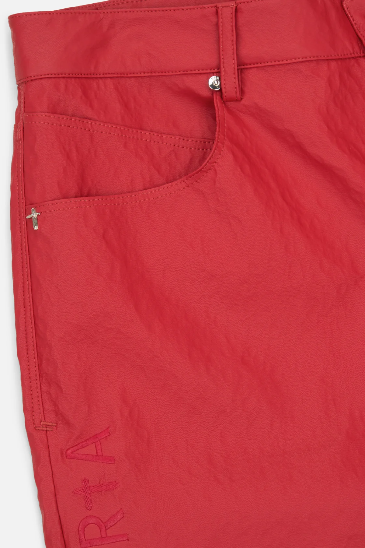 JAMIE FAUX LEATHER WIDE LEG PANT | CRIMSON RED - Image 4