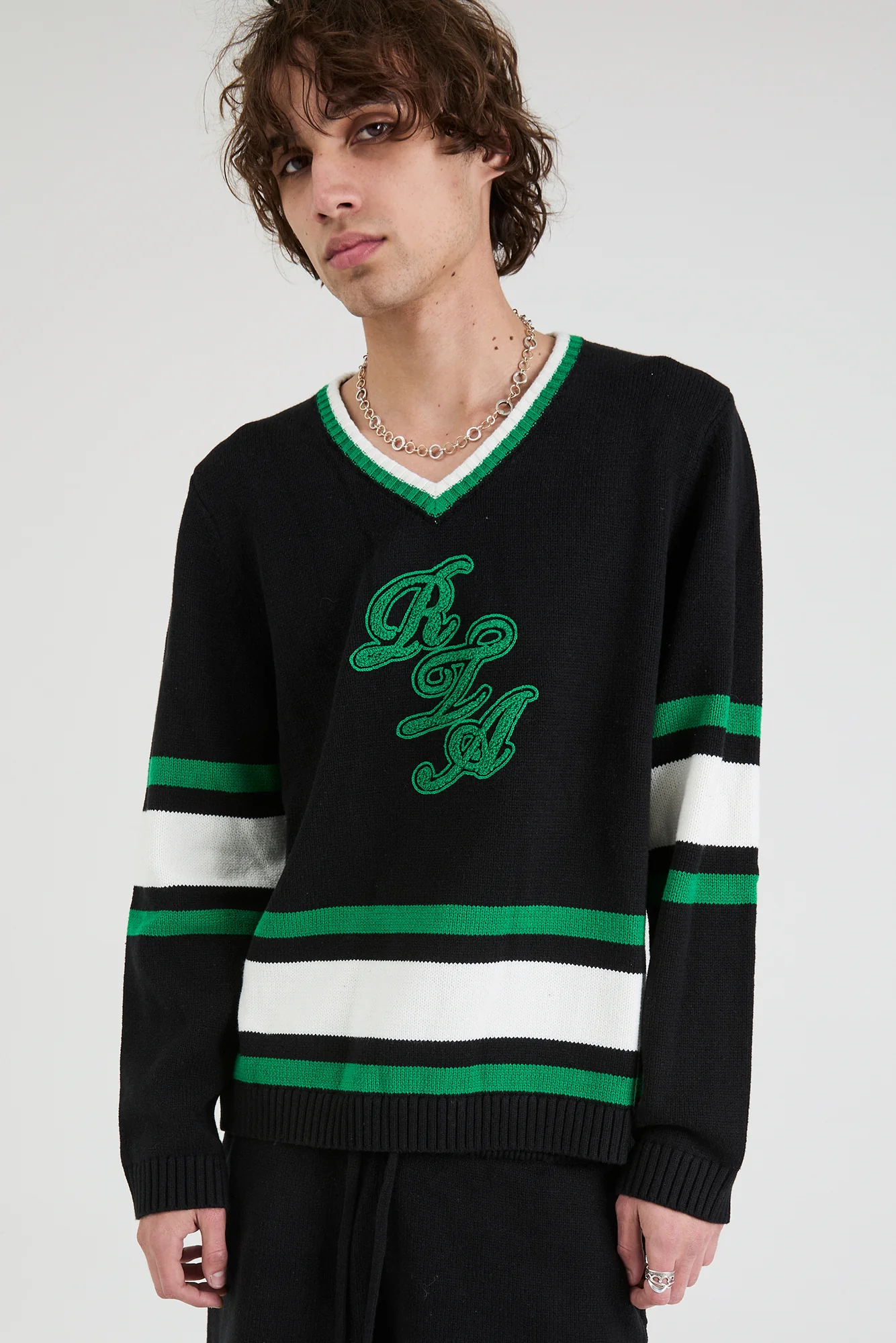 JOSHUA SWEATER | BLACK GREEN LOGO - Image 6