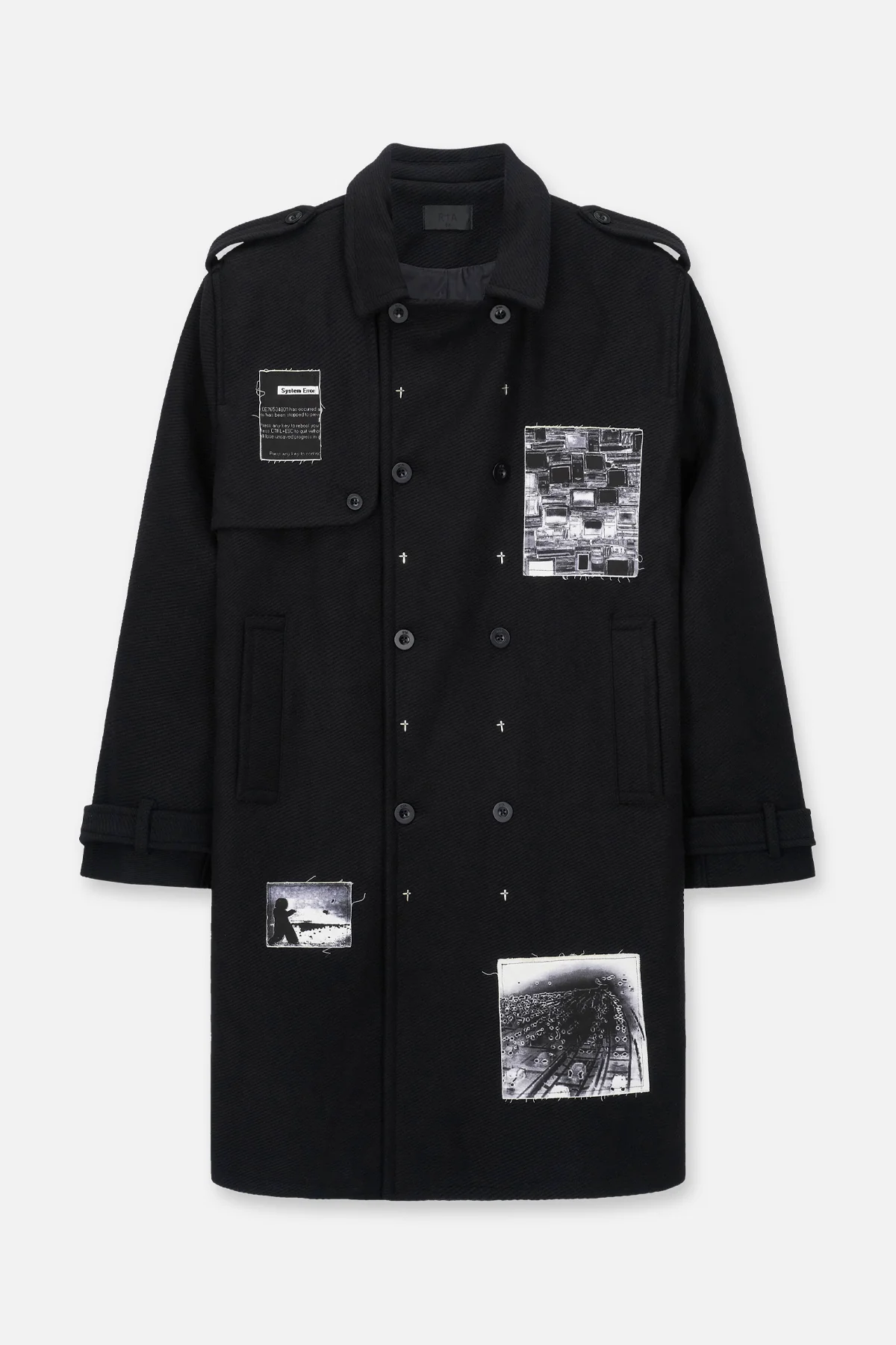 JULIAN WOOL TRENCH COAT | BLACK VINTAGE PATCH - Image 2