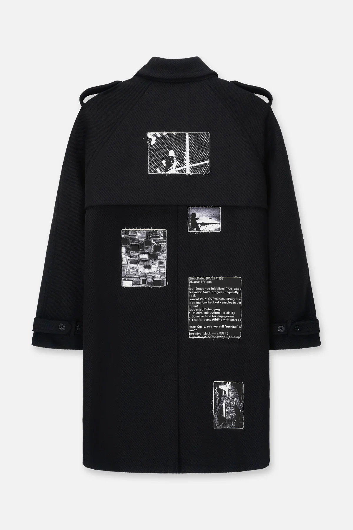 JULIAN WOOL TRENCH COAT | BLACK VINTAGE PATCH - Image 3