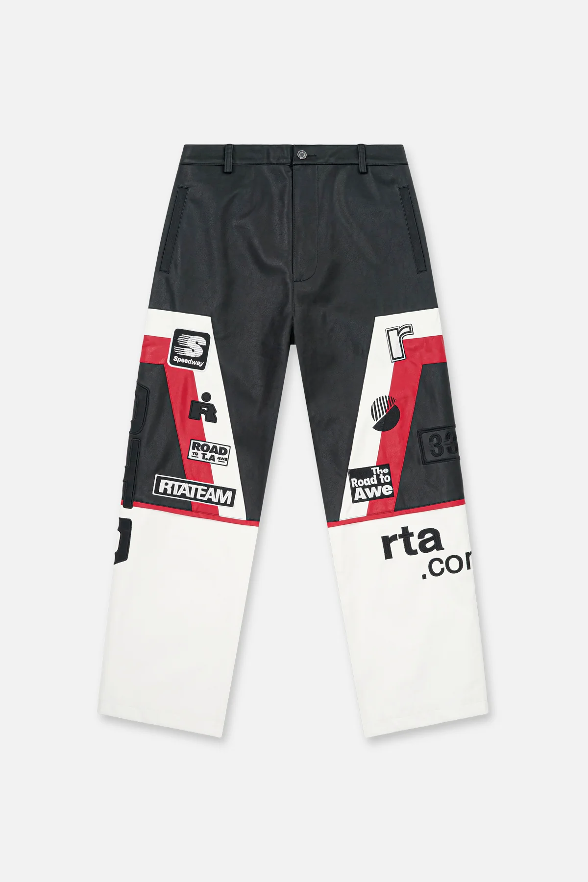 KIAN FAUX LEATHER MOTO PANT | BLACK WHITE MOTORSPORTS