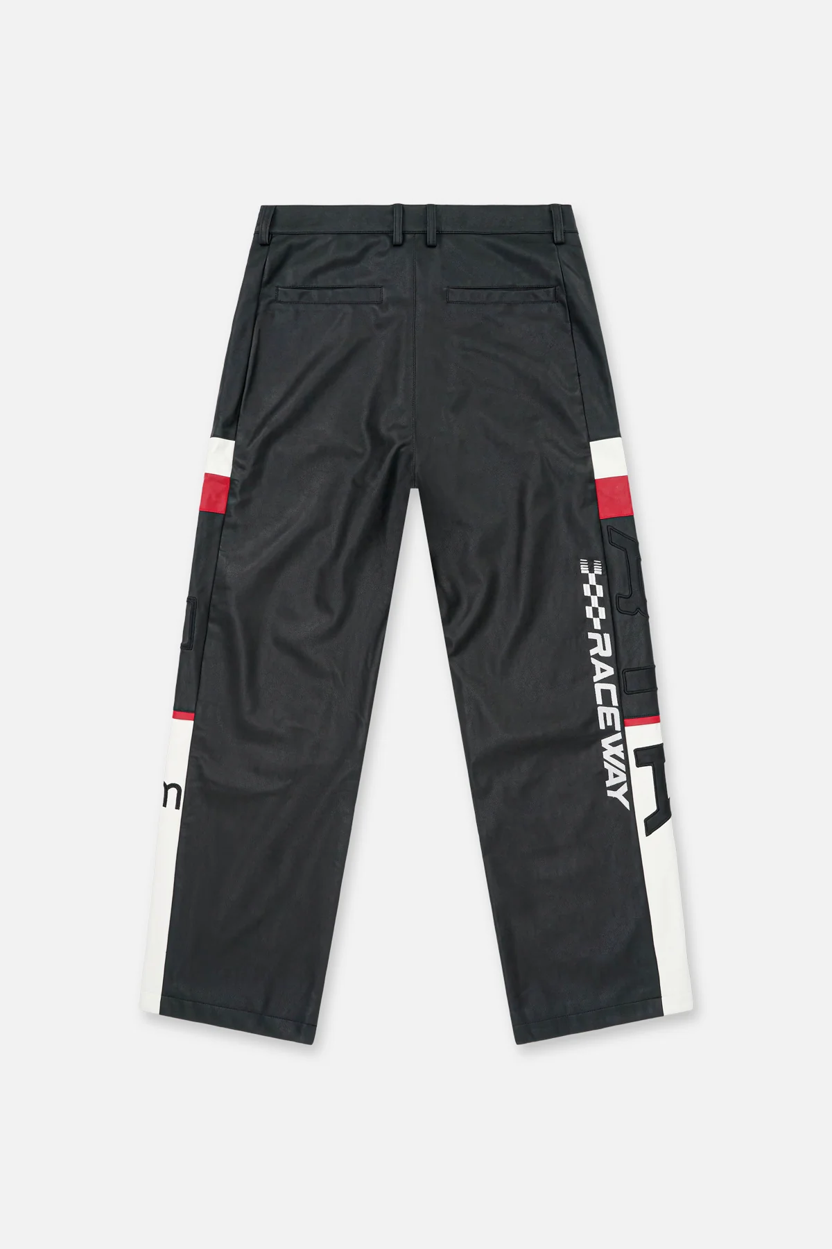 KIAN FAUX LEATHER MOTO PANT | BLACK WHITE MOTORSPORTS - Image 2