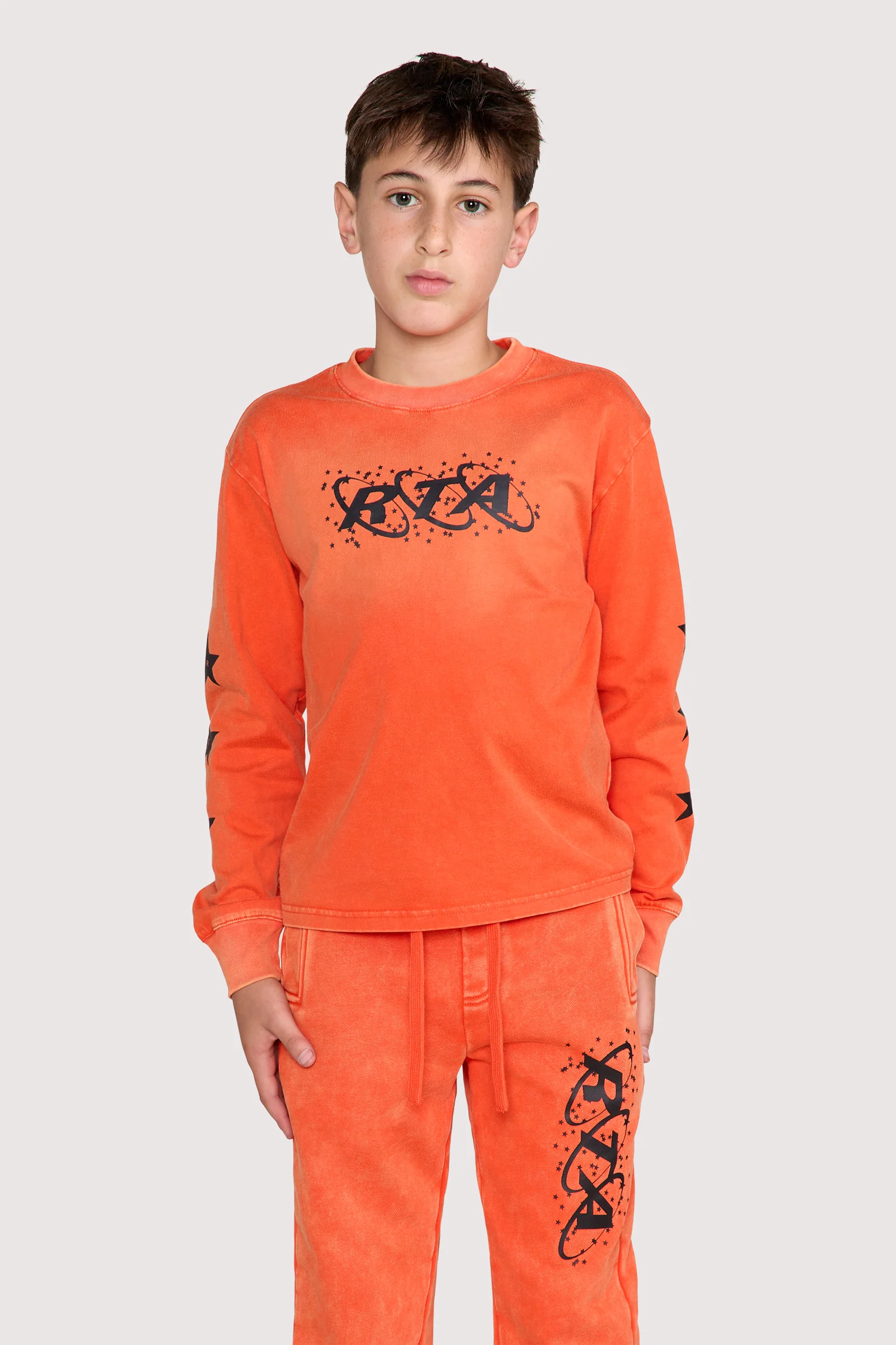 KIDS HOLLIS LONG SLEEVE TEE | ORANGE PLANETARY RTA - Image 6