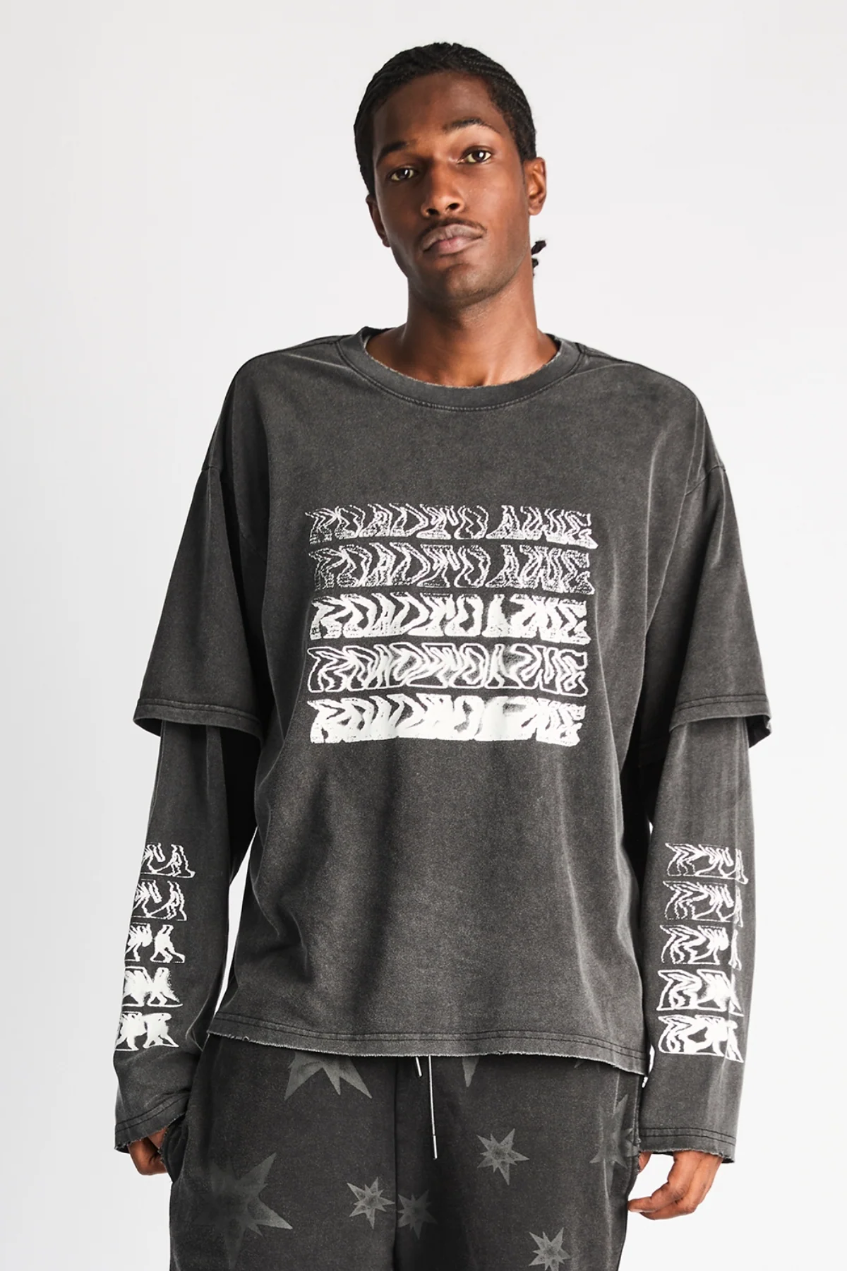 LORIS DOUBLE LAYERED LONG SLEEVE TEE | BLACK SMOKY RTA - Image 7