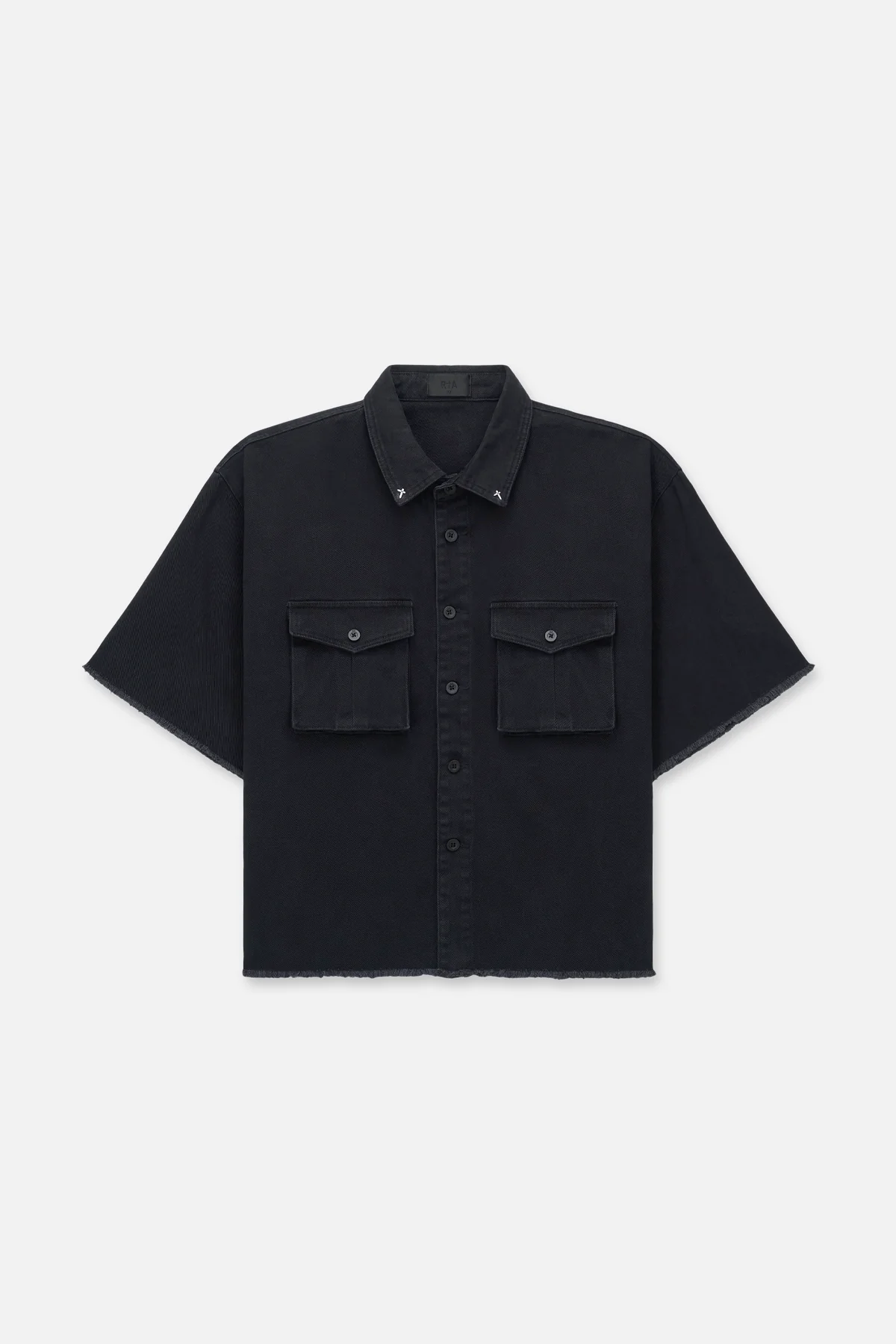 LUCIANO CROPPED DENIM SHIRT | WASHED BLACK