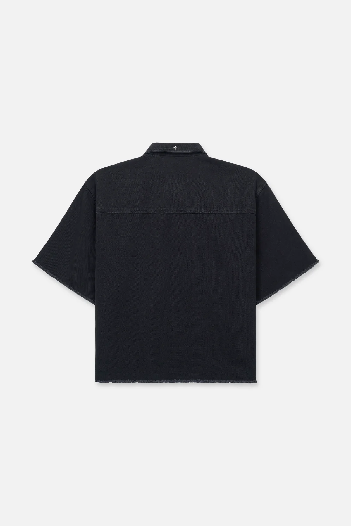 LUCIANO CROPPED DENIM SHIRT | WASHED BLACK - Image 2