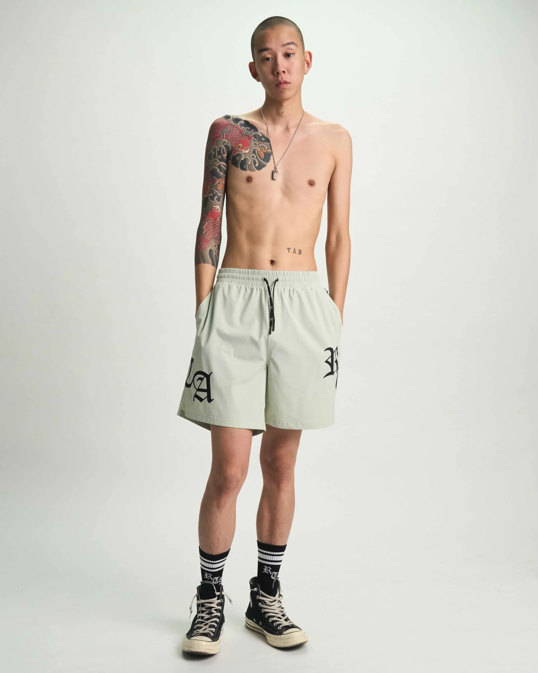 MARK SWIM TRUNK | LIGHT TEAL OLD ENGLISH RTA - Image 5