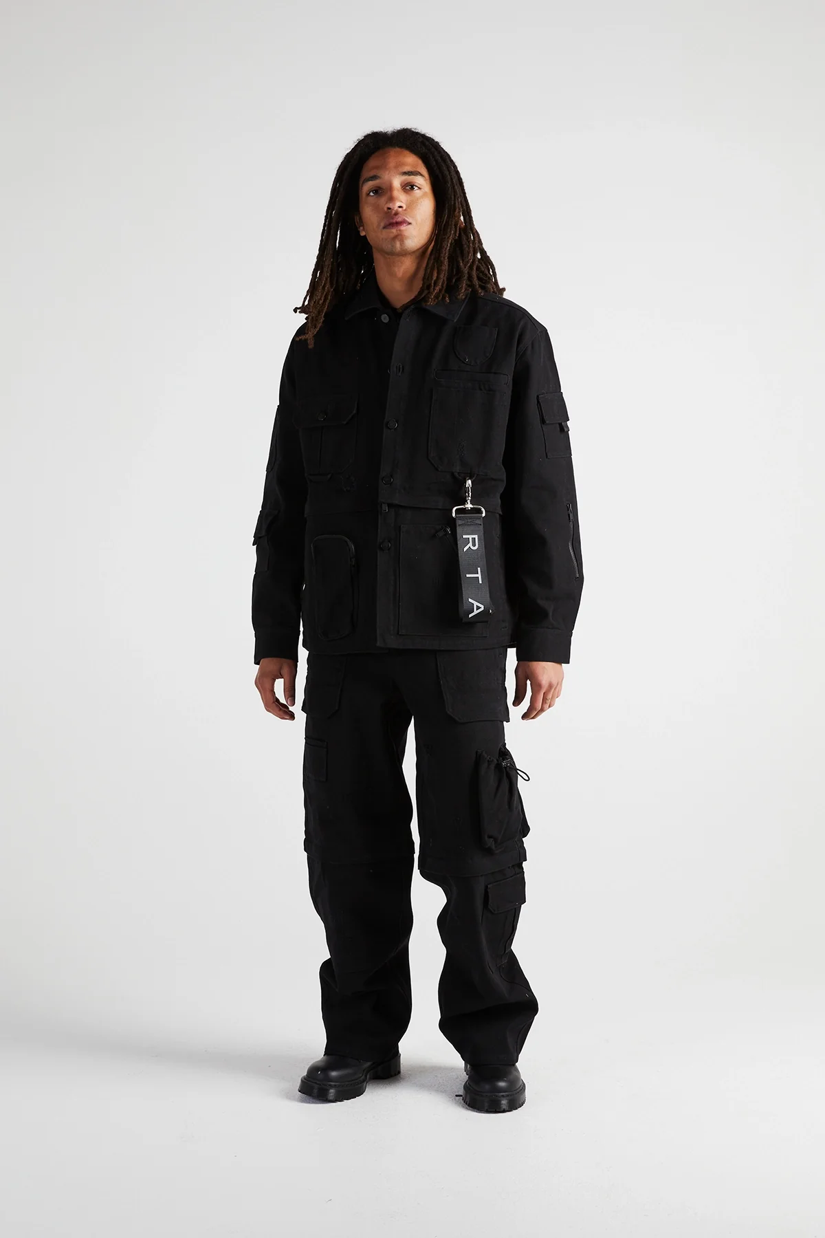 MULTI POCKET CARGO PANT | BLACK DESTROYED - Image 3