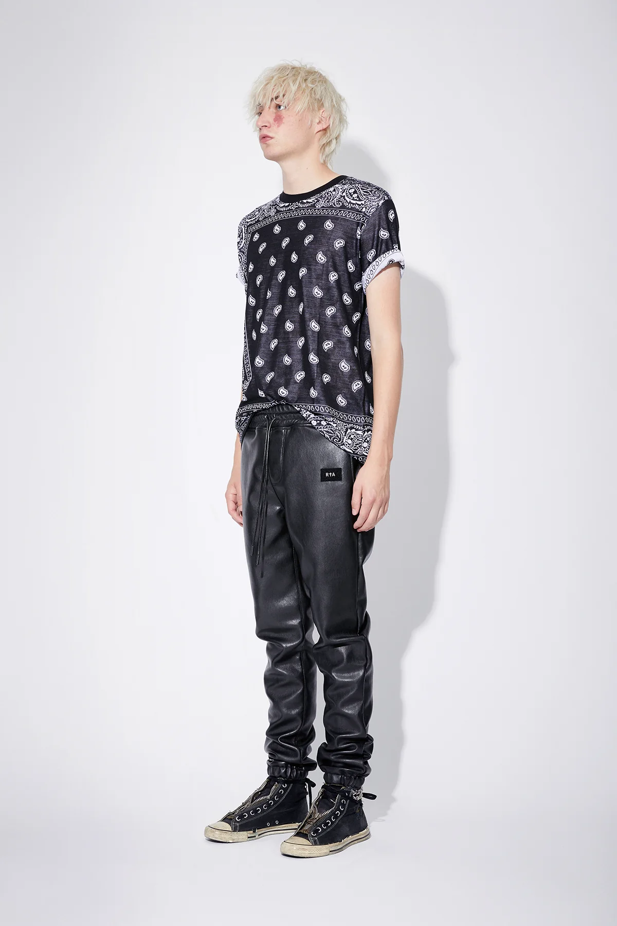 OWEN VEGAN LEATHER SWEATPANT | BLACK - Image 4