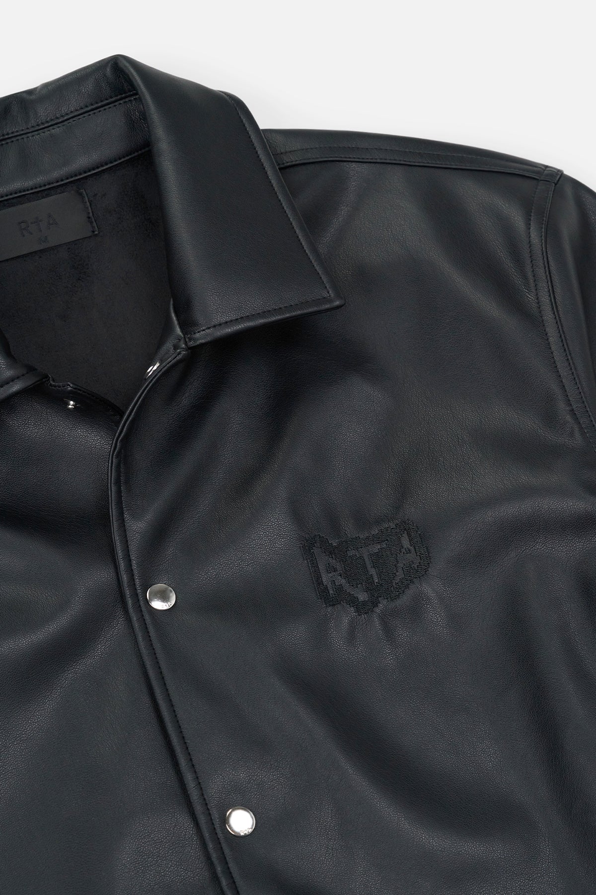 PARLAN FAUX LEATHER SHIRT | BLACK PIXELATED RTA - Image 3