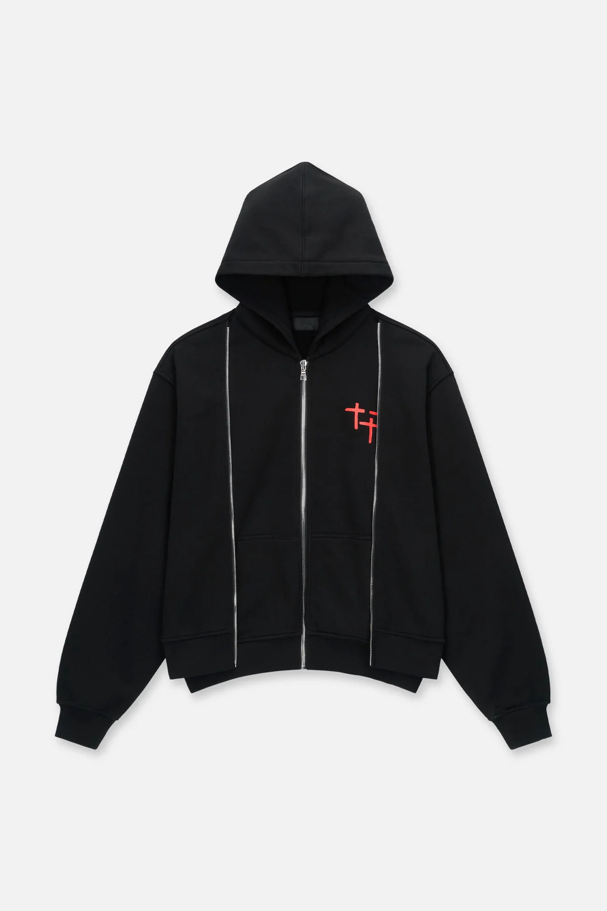 REN LAYERED ZIP UP HOODIE | BLACK PLANETARY RTA - Image 2