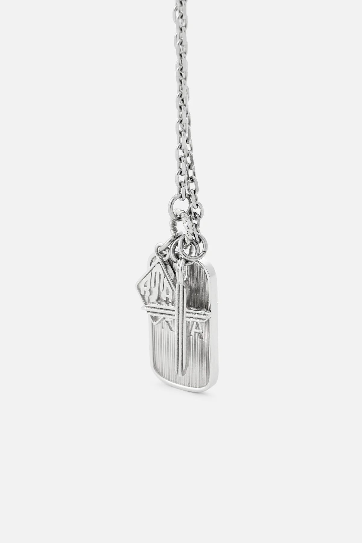 RION CHARM TAG NECKLACE | SILVER MULTI CHARM - Image 4