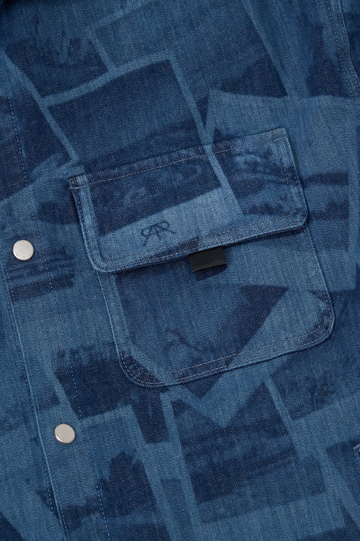 SHORT SLEEVE CHEST POCKET SHIRT | INDIGO PHOTO COLLAGE - Image 8