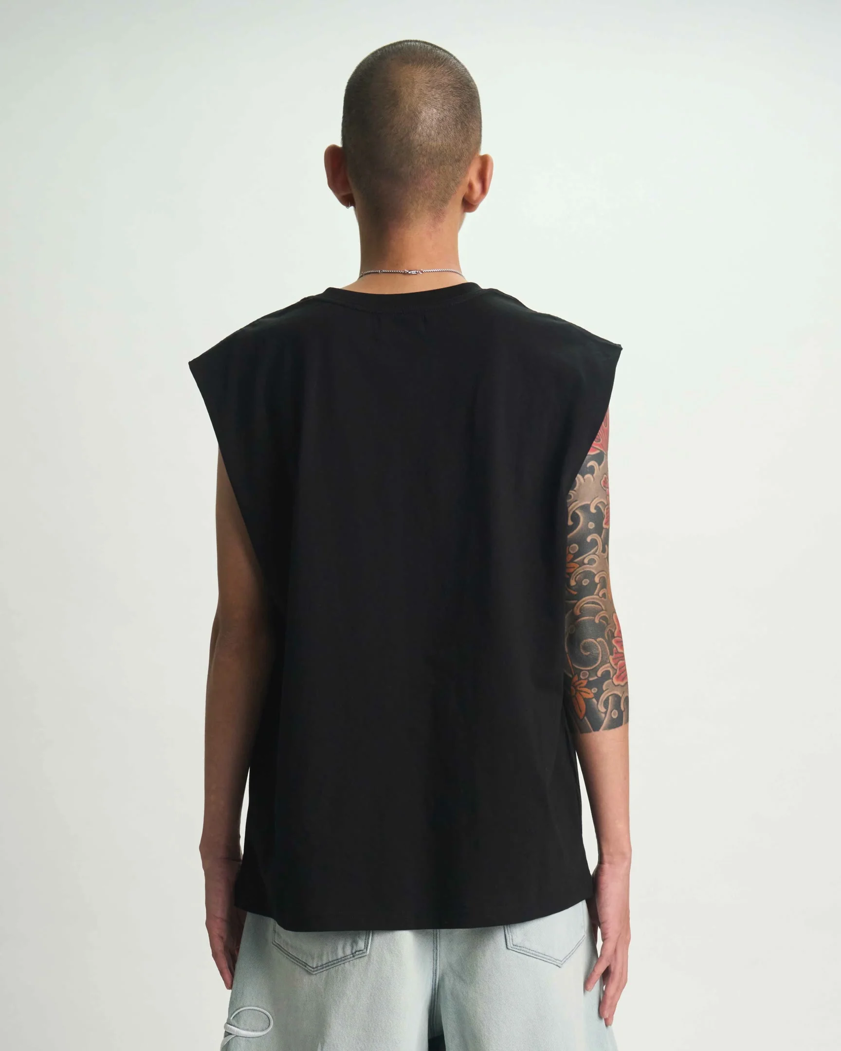 TERRY MUSCLE TEE | BLACK CURSIVE - Image 6