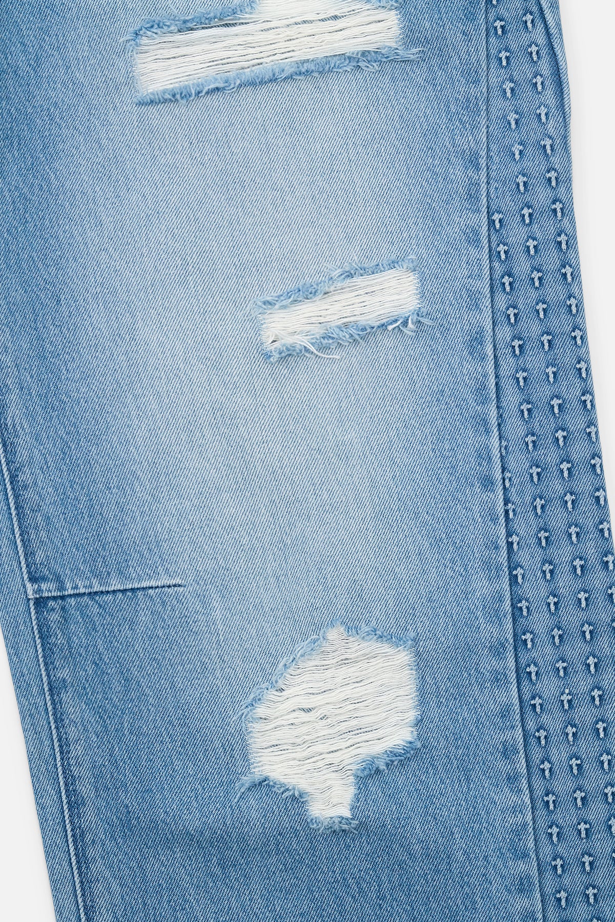 ZED STRAIGHT LEG JEAN | GLACIER BLUE 3D CROSS - Image 3