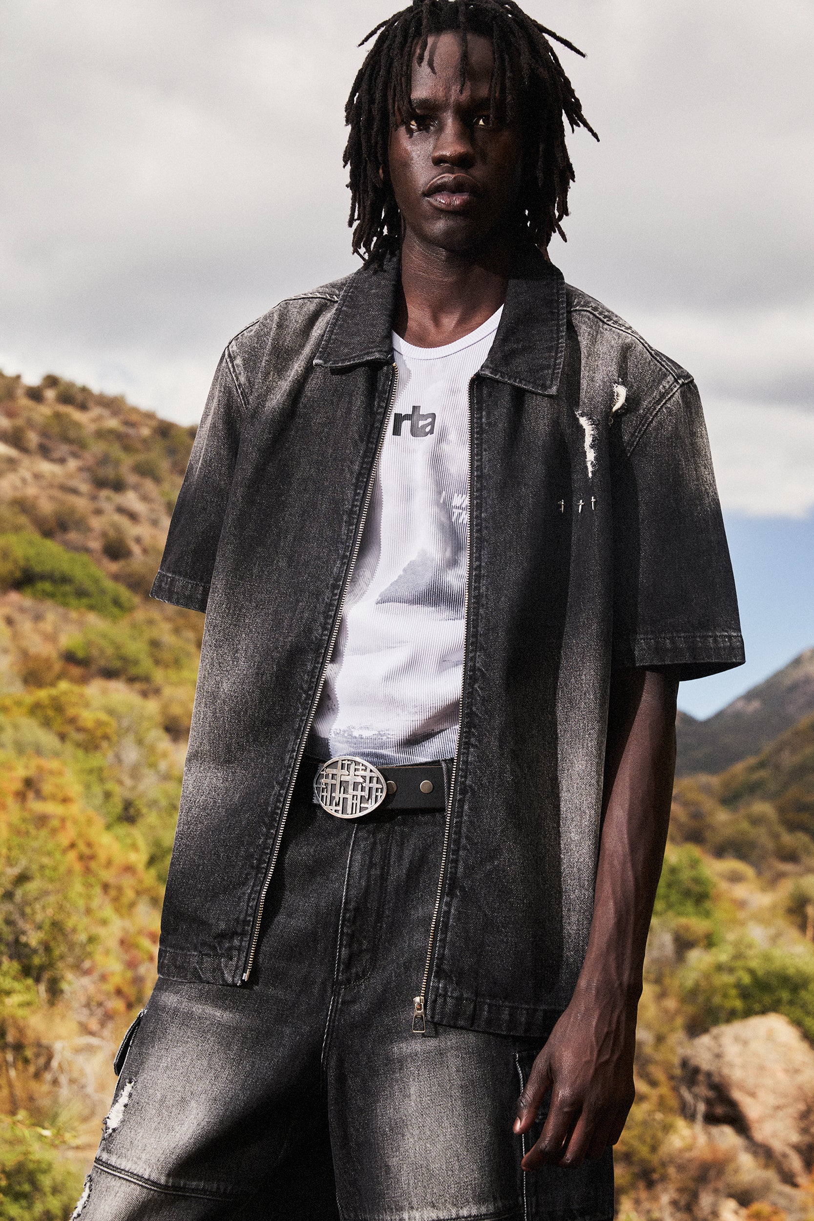 ZENO ZIP UP DENIM SHIRT | FRAY NOIR