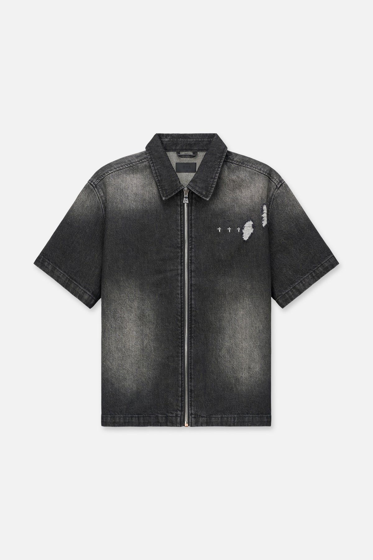 ZENO ZIP UP DENIM SHIRT | FRAY NOIR - Image 2