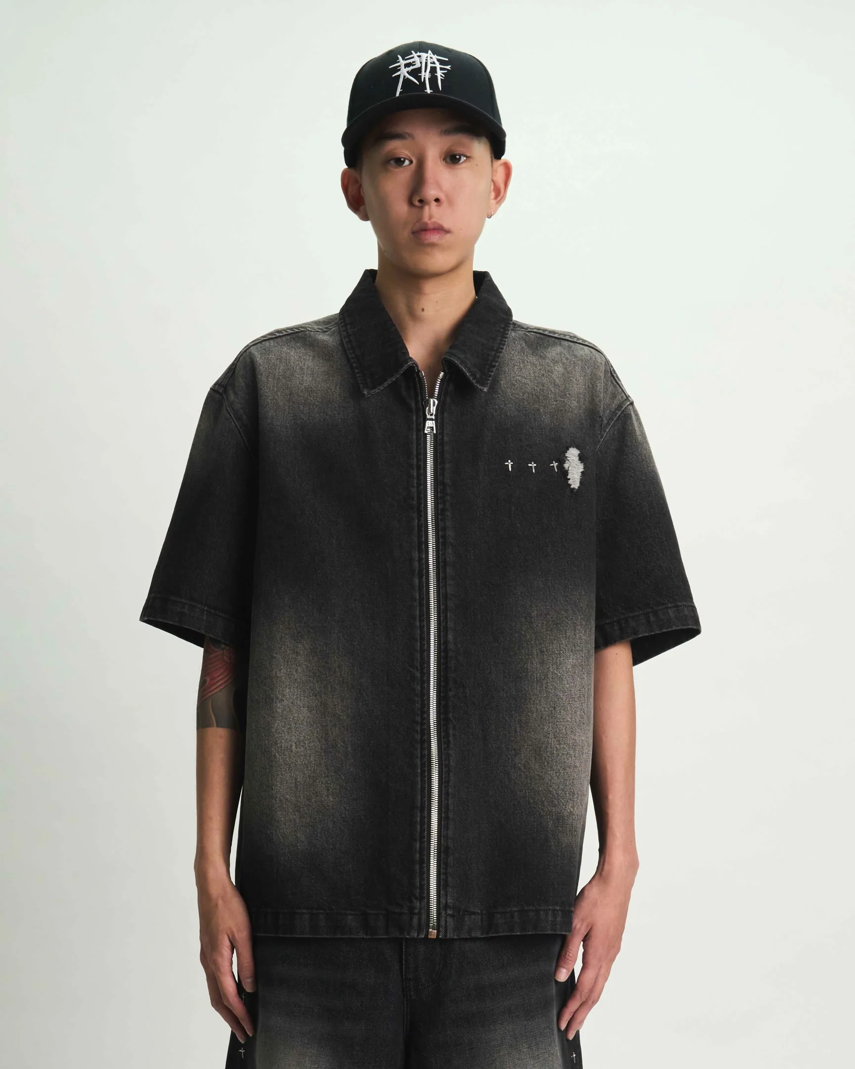 ZENO ZIP UP DENIM SHIRT | FRAY NOIR - Image 6