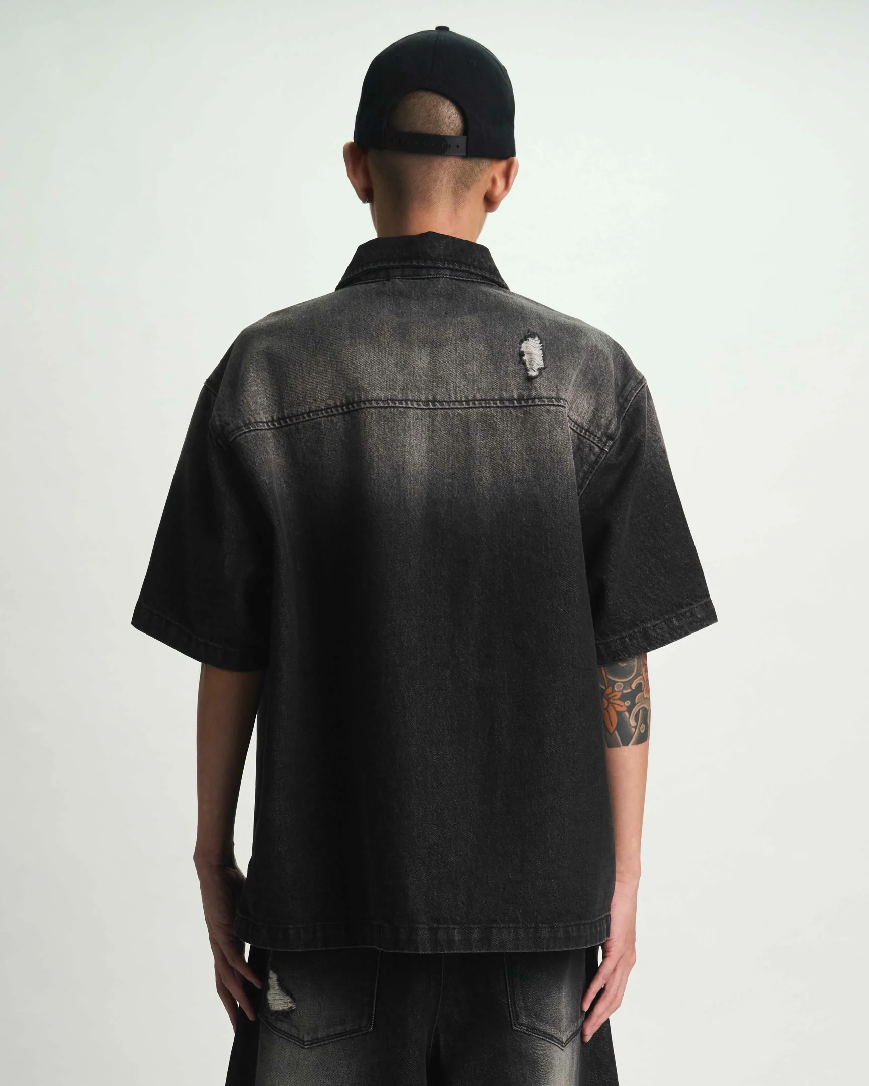 ZENO ZIP UP DENIM SHIRT | FRAY NOIR - Image 7